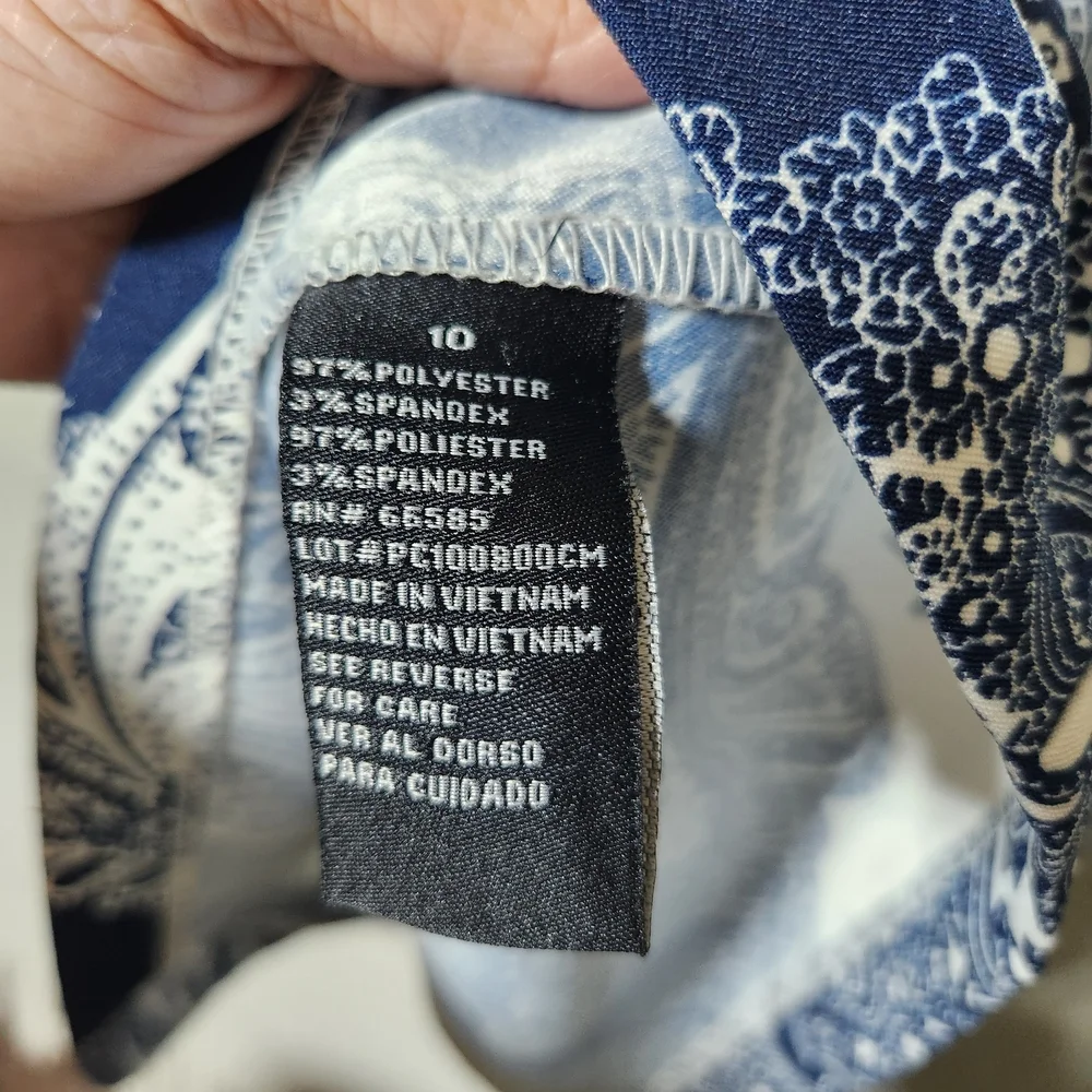 Perceptions New York Size 10 Elegant Navy and White Paisley Mini Dress - Picture 11 of 11